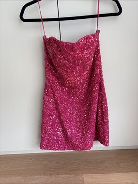 Retrofete Hot Pink Sequin Mini Dress